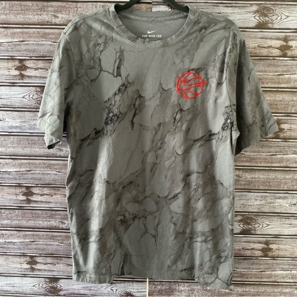 Nike Marble Pattern Short Sleeve Tee - Gray with Red Logo